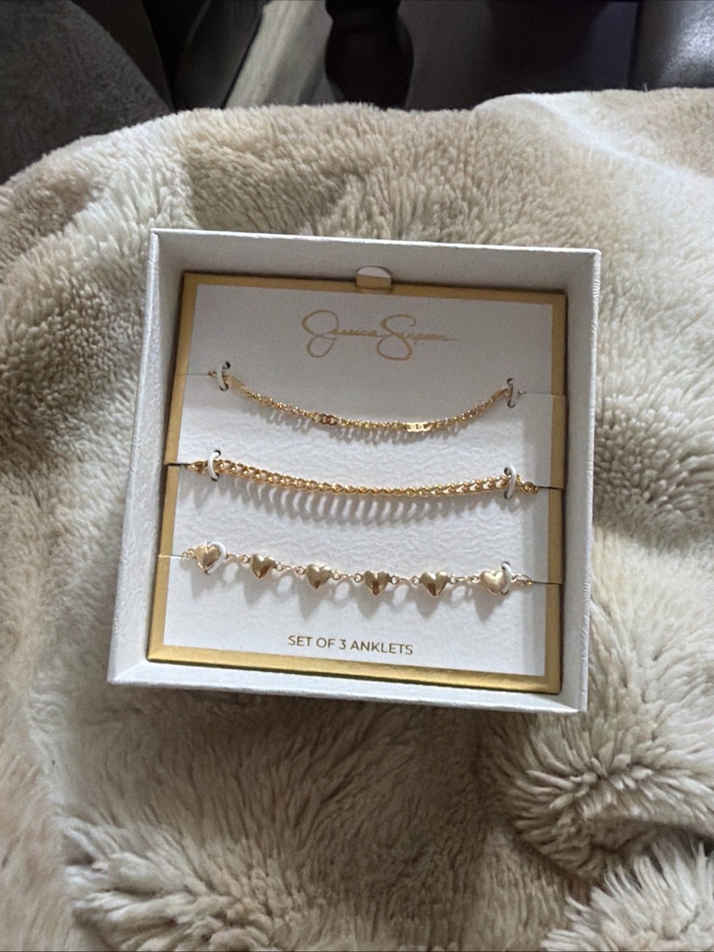 Jessica Simpson Anklet Set – Set of 3 Elegant Women’s Anklets